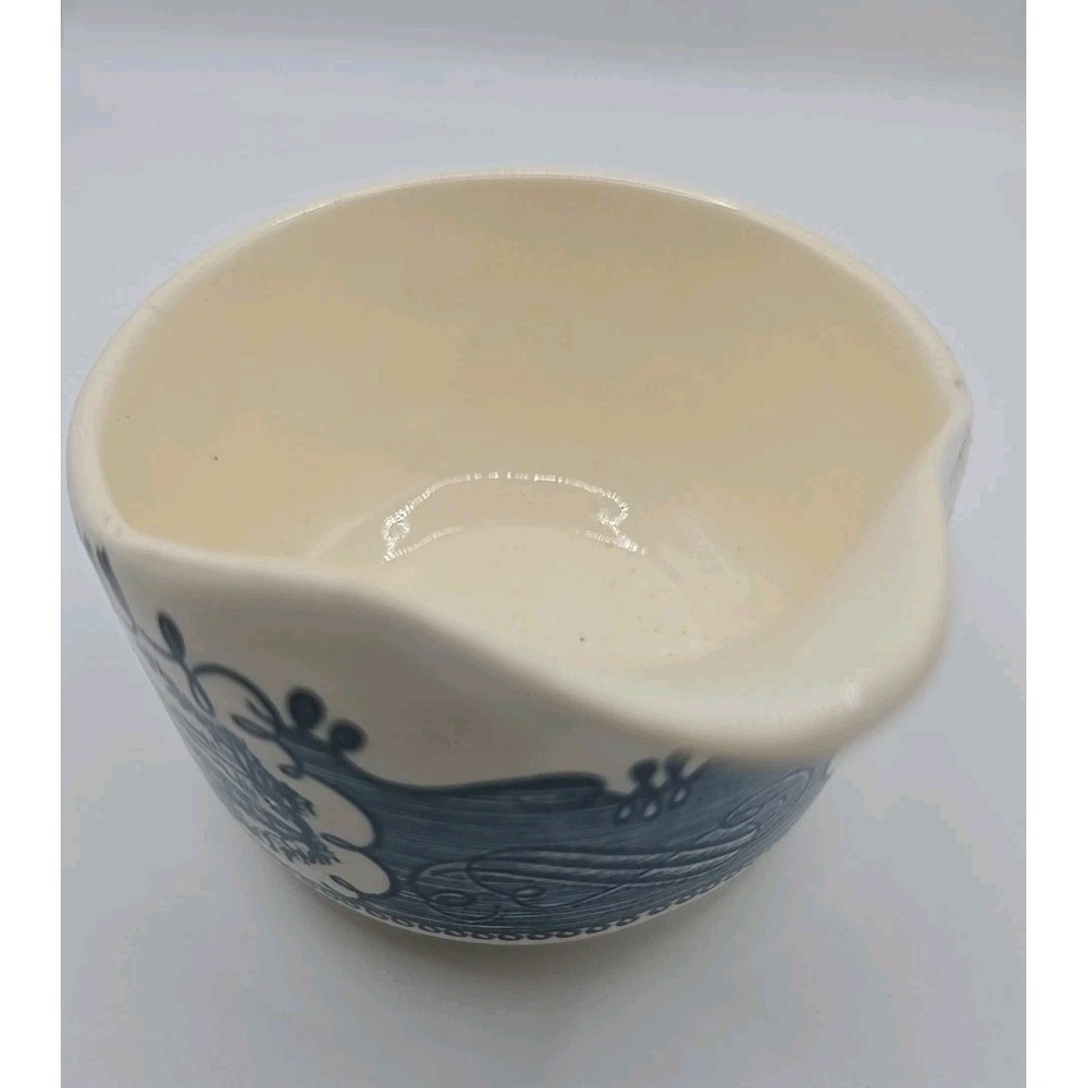 Vintage Currier & Ives Express Train Royal China Creamer Pitcher Blue White USA - Picture 5 of 7